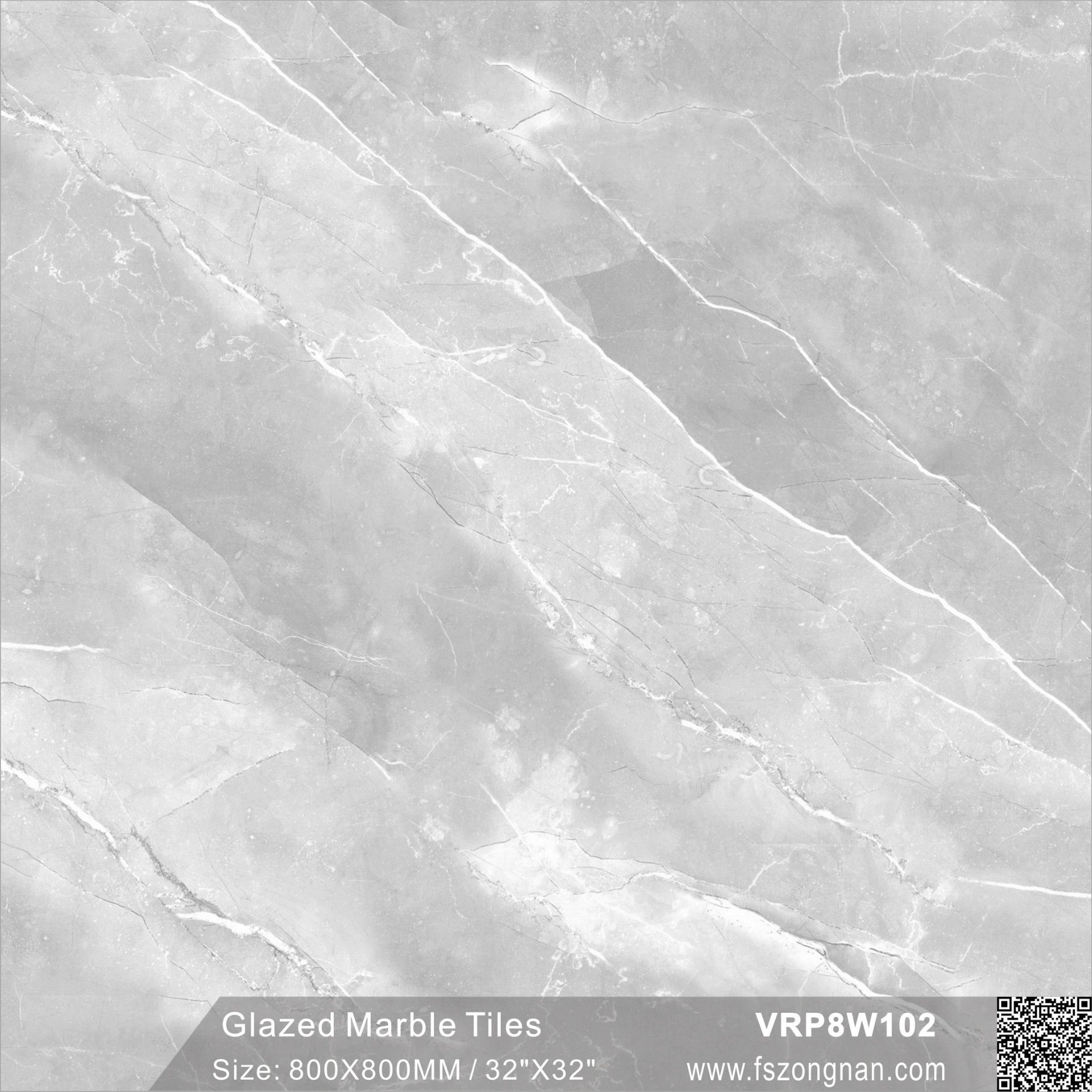 Gray Building Material Polished Porcelain Flooring Bathroom Wall Tile (VRP8W102, 800X800mm)