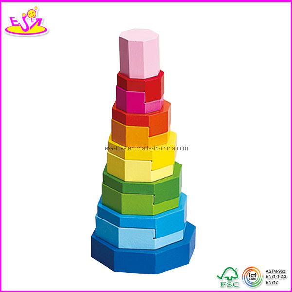 Wooden Multi-Color Baby Building Blocks (W13D038)