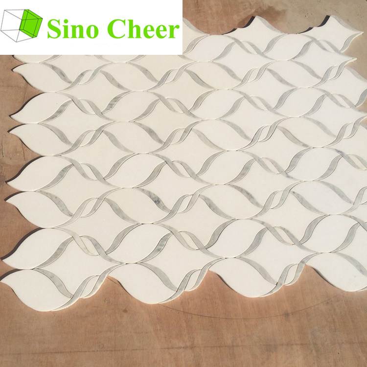 Yugoslavia White Waterjet Marble Mosaic, Marble Mosaic Pattern, Bathroom Tile for Decoration