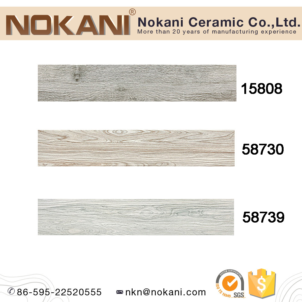 Grey Porcelain Wood Plank Floor Tile for Interior Flooring