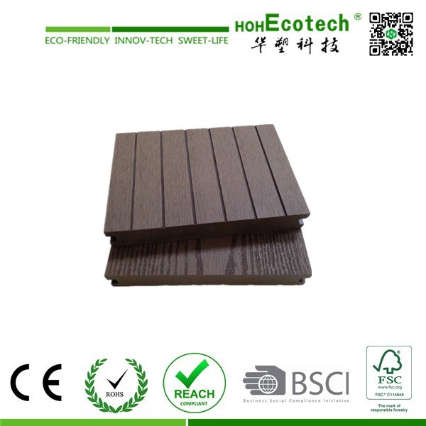 Decorative Embossed WPC Decking Floor / Outdoor Solid WPC Flooring