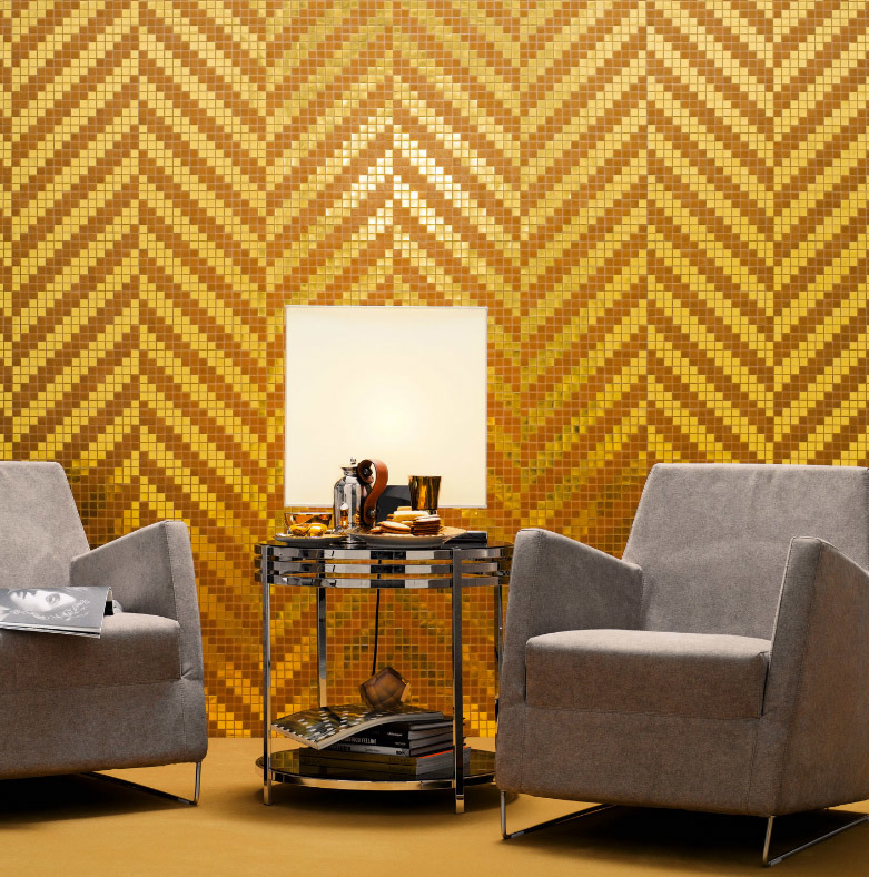 Golden Mosaic Pattern Tile for Wall Decoration (HMP650)