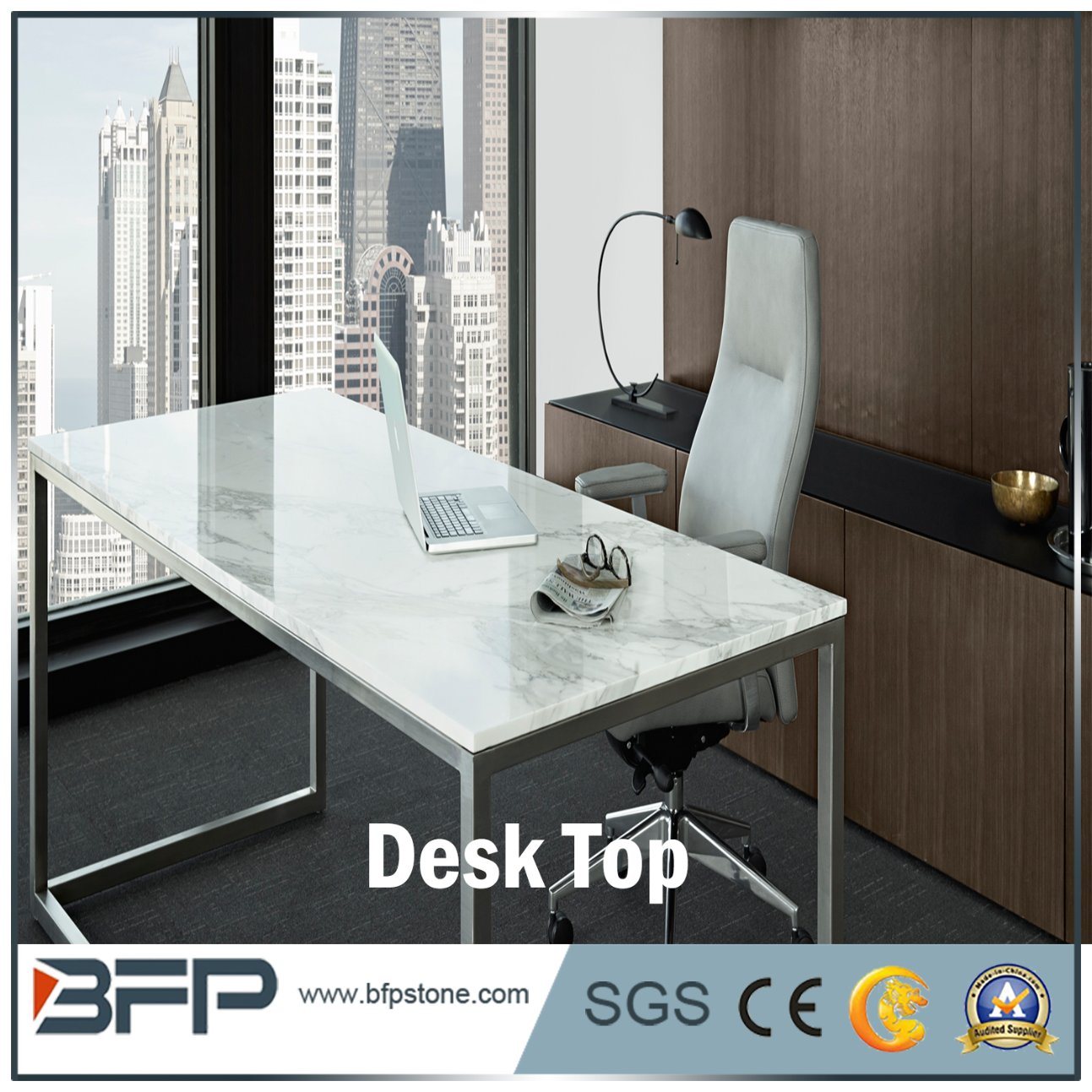 Popular Style White Marble Office Dining Rectangular Desk Top