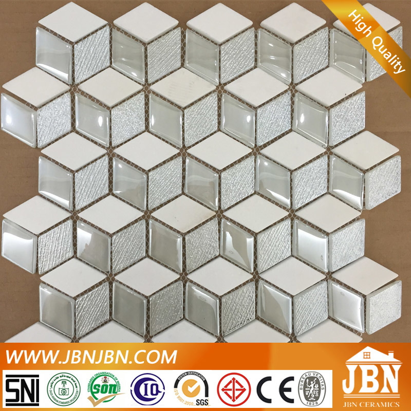 Random White Glass Mosaic and Marble for Wall (M855155)