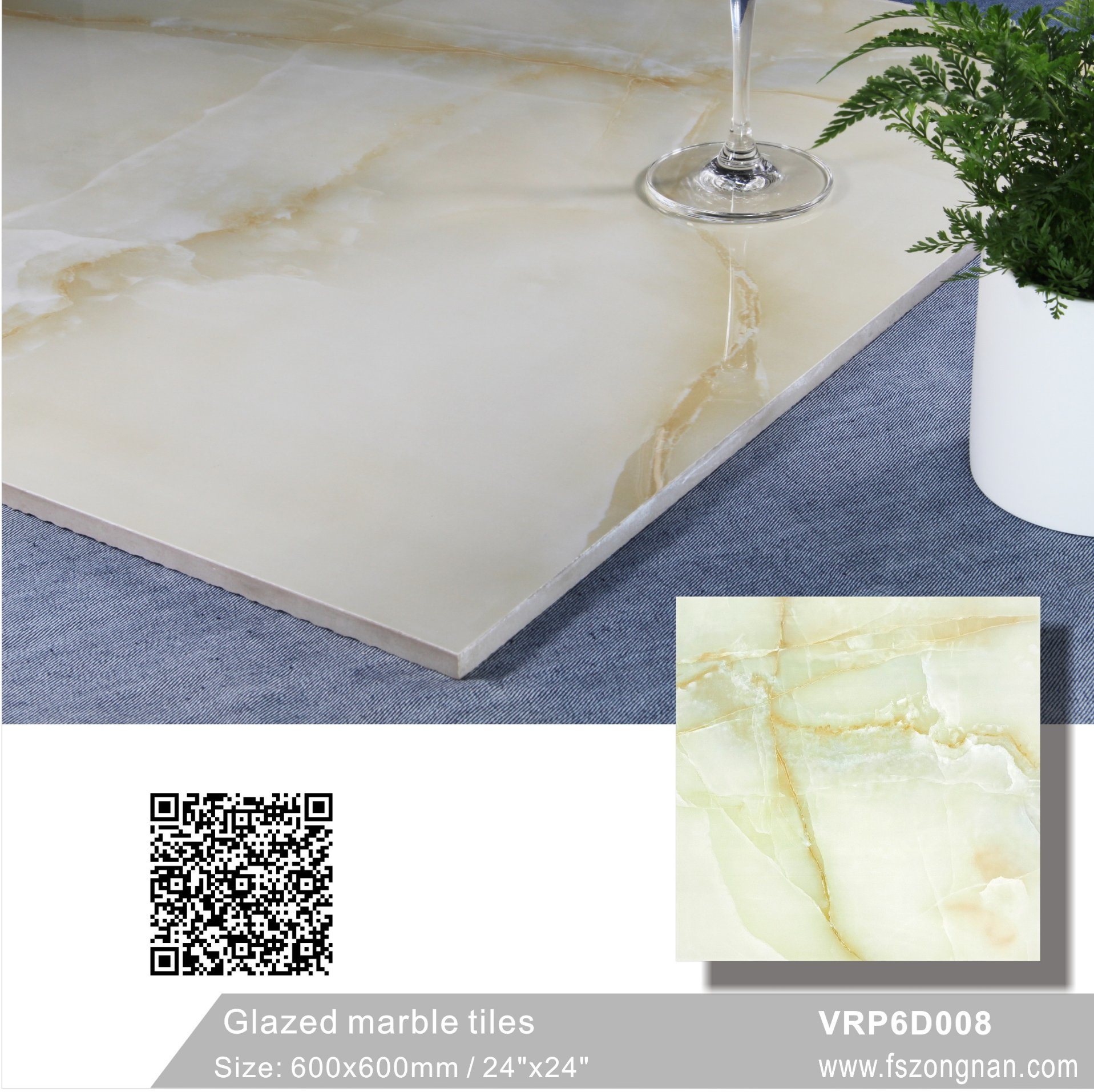 Green Ceramic Full Polished Glazed Porcelain Floor Tile for Decoration (600X600mmVRP6D008)