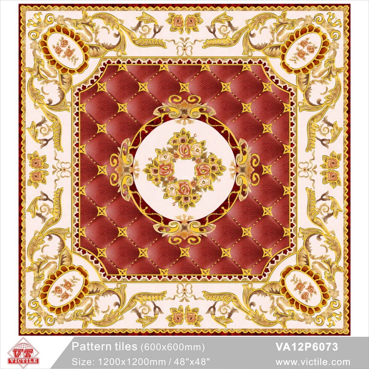 Building Material Customized Pattern Floor Carpet Tile (VA12P6073, 600X600mm+1200X1200mm)