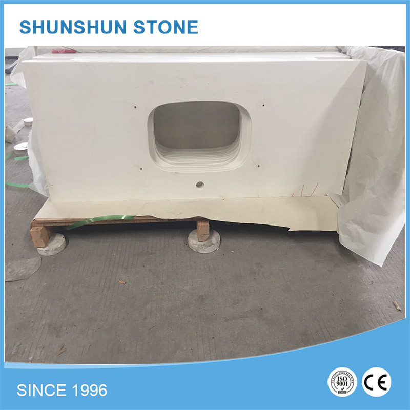 Popular Artificial Stone White Quartz Vanity Top