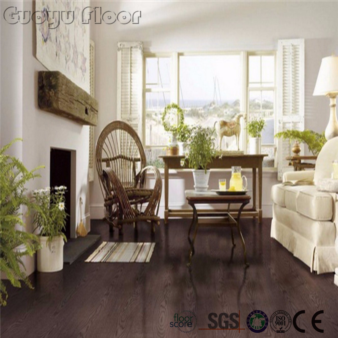 Self Stick Wood Grain Vinyl Flooring