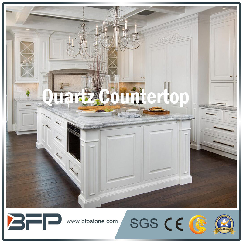 Artificial Stone White Quartz Countertop for Kitchen Room