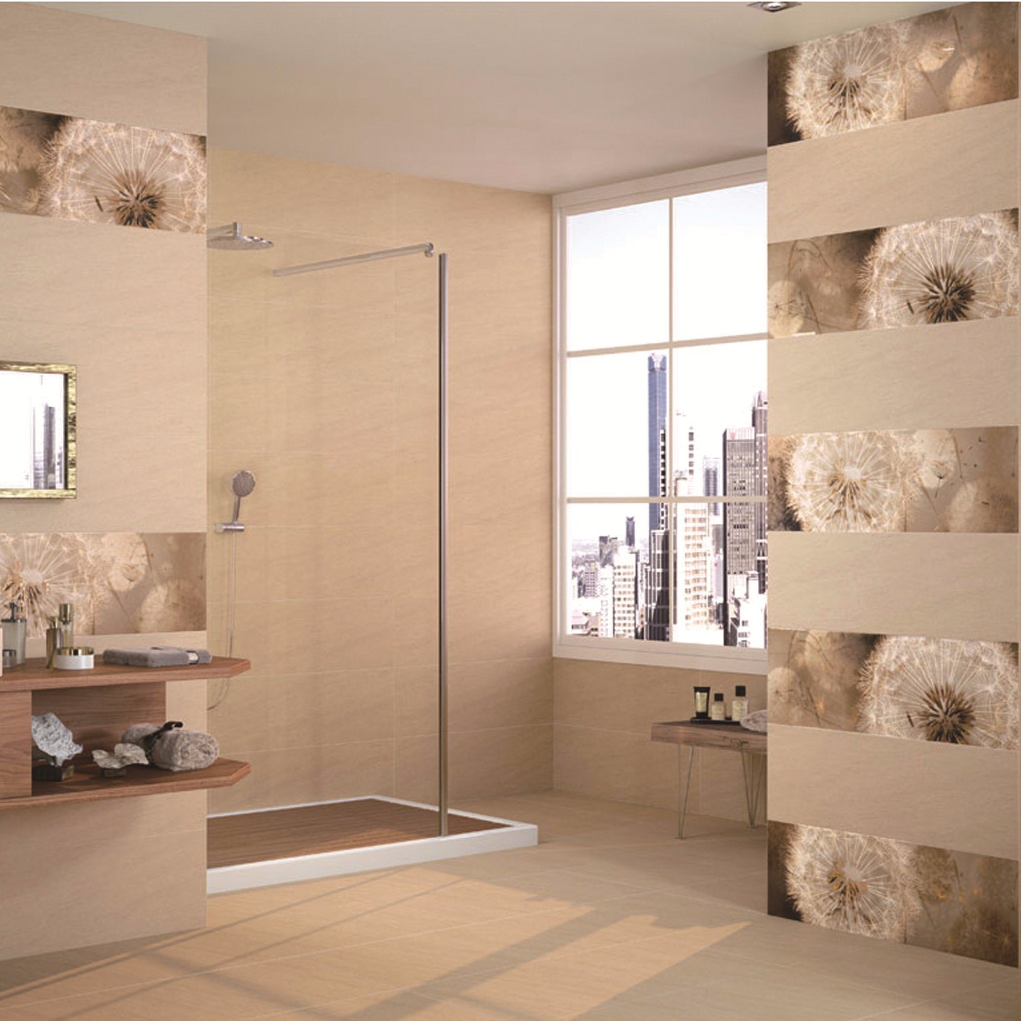 Inkjet Dandelion Glazed Interior Ceramic Wall Tile with ISO