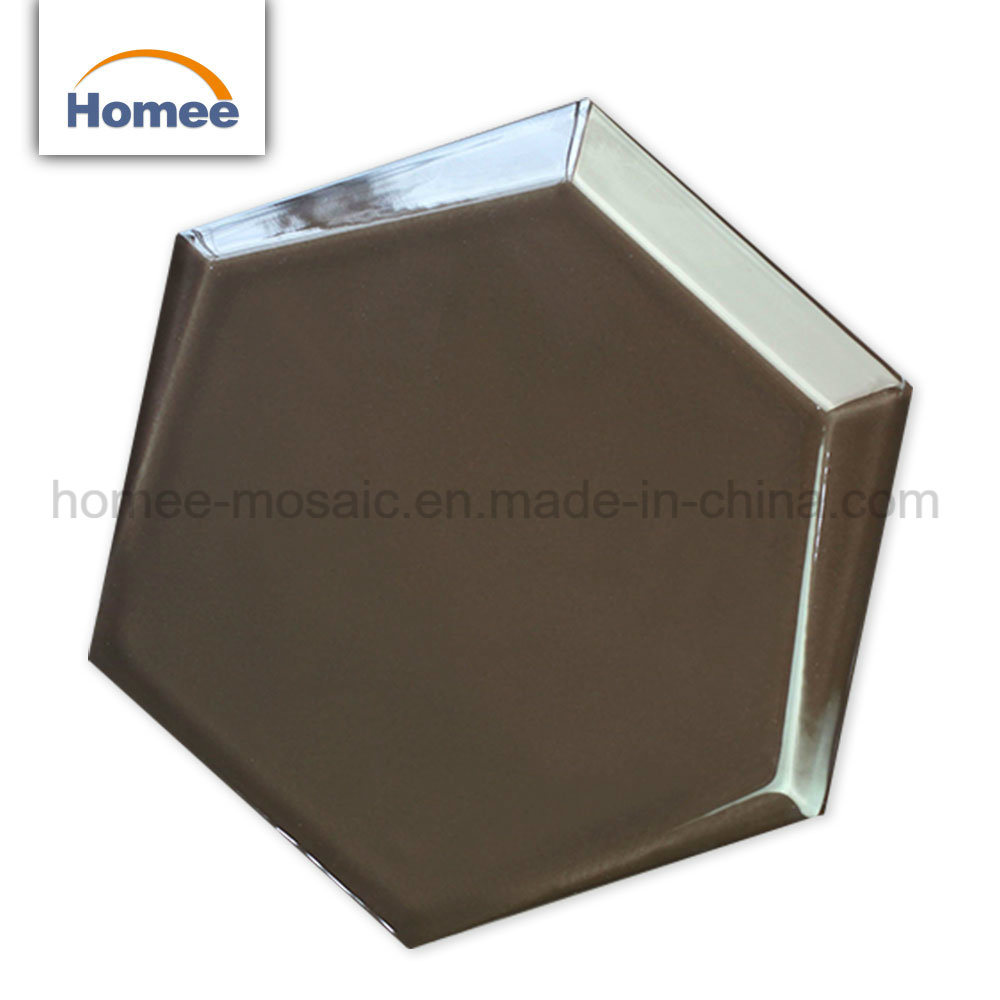 Deep Brown Beveled Hexagon Backsplash Tile Design Mosaic Tile