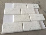 Carrera White Marble 3X6''deep Beveled Brick Mosaic Tile