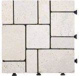 Outdoor Flooring DIY Interlocking Mosaic Travertine Tile with PE Base