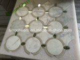 Polished Carrara White Mosaic Mixed Gray Marble Waterjet Floor Wall Tile