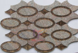 Tawny Color Glass Mix Quartz Water Jet Mosaic (CFW49)