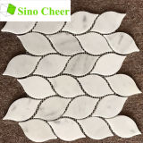 Greece Thassos White Leaf Shaped Water Jet Marble Mosaic Tile