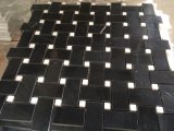 Black Stone and White Stone Mosaic Basketweave Pattern Tile