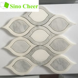 Leaf Shape White and Grey Marble Mosaic Tile