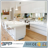 Ktichen Countertop of White Quartz Stone with Eased Edge Treatment