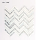 Silver and Wihte Glass Mosaic Tile for Wall Decoration