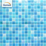 2018 Beautiful Blue Color Square Shape Glass Pool Tile Mosaic